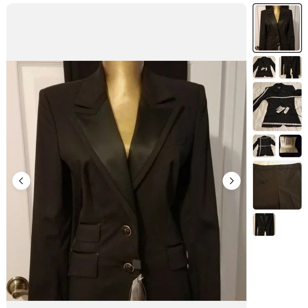 DOLCE & GABBANA D&G BLACK W/ SATIN PANTS SUIT JACKET BLAZER TUXEDO  IT 40 NWT